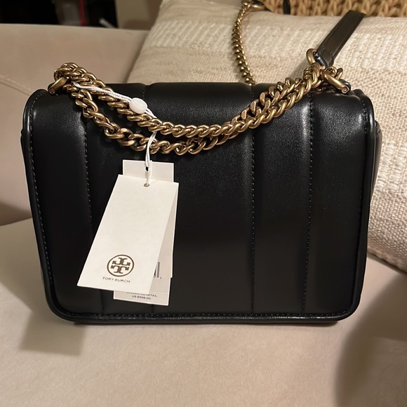 Tory Burch Quilted Chain Bag in Black/Rolled Gold - Picture 8 of 15